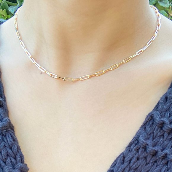 18K Gold Plated Link Necklace (16" or 18") - Picture 6 of 13